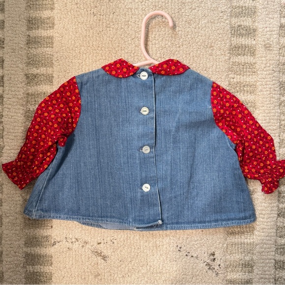 Denim Shirt With Red Sleeves and Western Appliqué - Picture 3 of 8